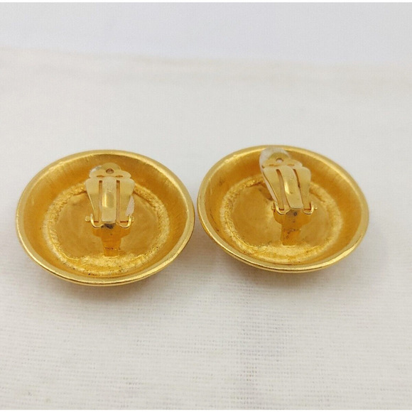 Vintage Ellen Designs Anchor Earrings Canal De Vieux Gold Tone Sailor Chunky - Picture 7 of 13